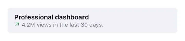 Instagram professional dashboard: 4.2M views in the last 30 days.